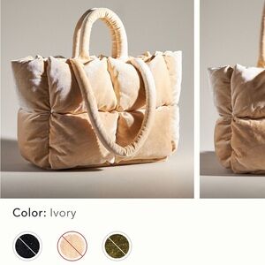 Anthropologie Puffer Velvet Tote